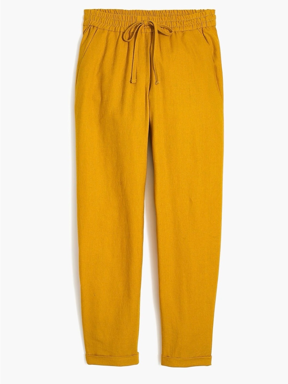 JCrew Factory Linen-cotton Drawstring Pant golden honey size 2